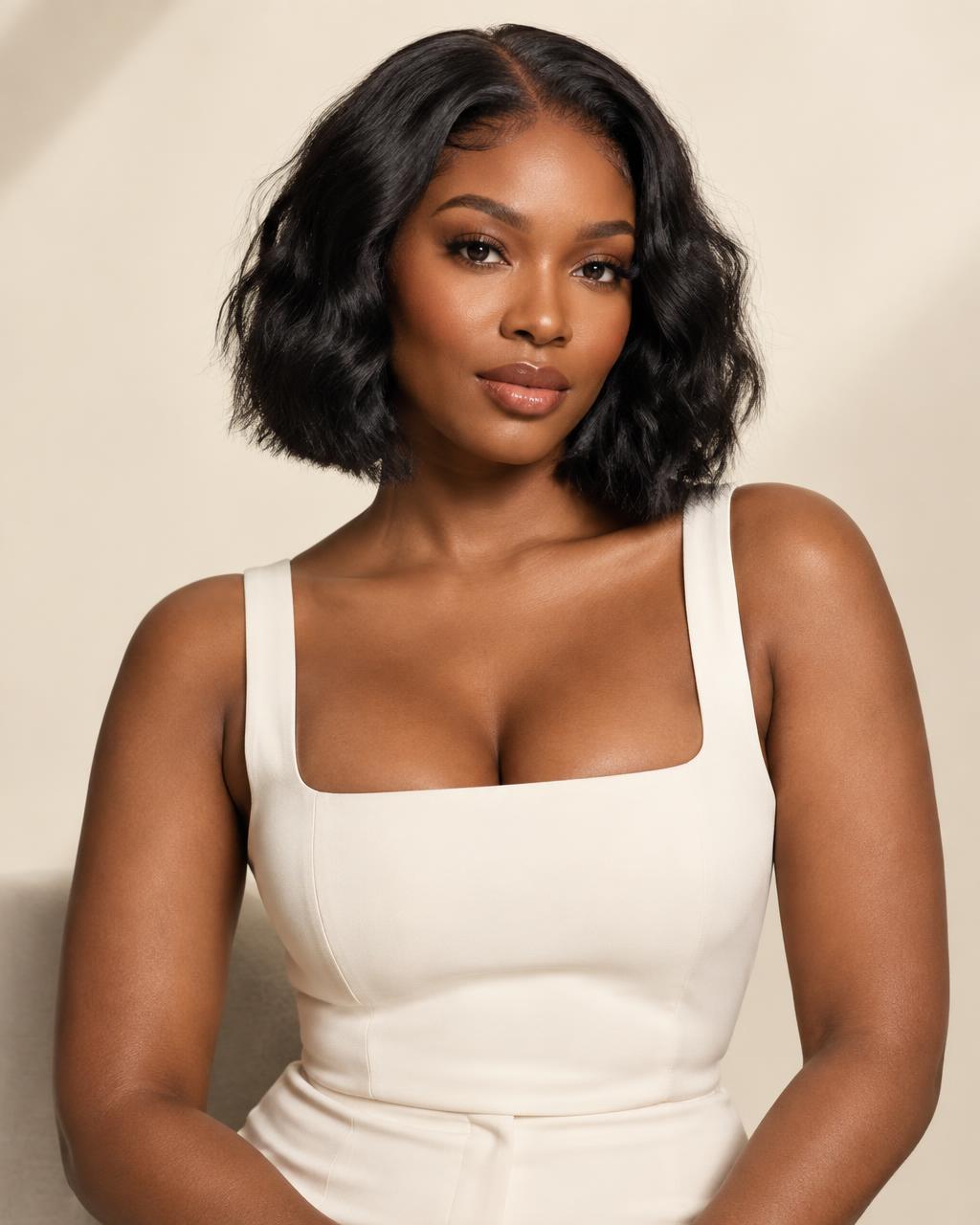 Iman Textured Bob 12" human hair wig